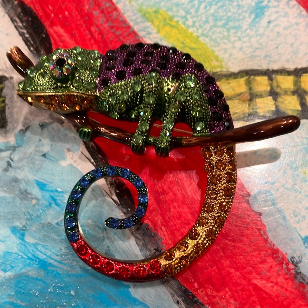 Colorful Chameleon Brooch